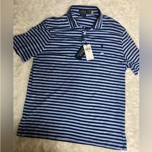 Ralph Lauren Polo Navy/Aspen Blue Mens Short Sleeves Button Up Polo sz Medium